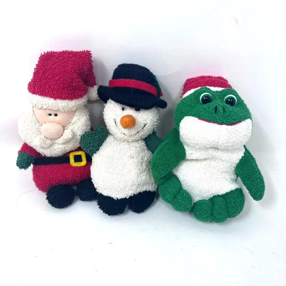 Russ Home Buddies Sensory Toy Santa Snowman Christmas Santa Frog Terrycloth Lot‎